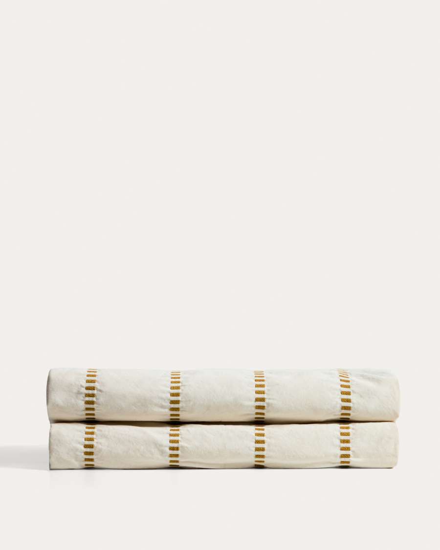 Lidala mustard striped 100% cotton jacquard bedspread for 150/160cm bed