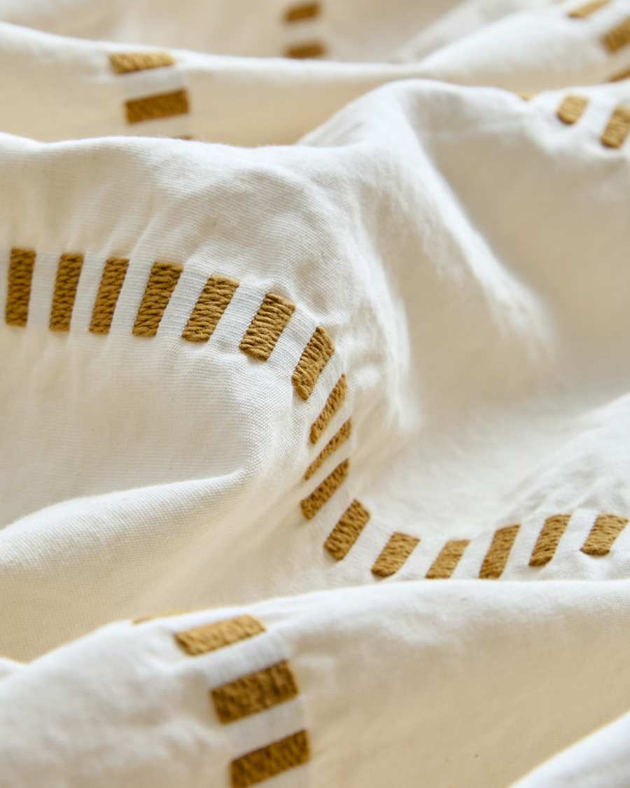 Lidala mustard striped 100% cotton jacquard bedspread for 150/160cm bed