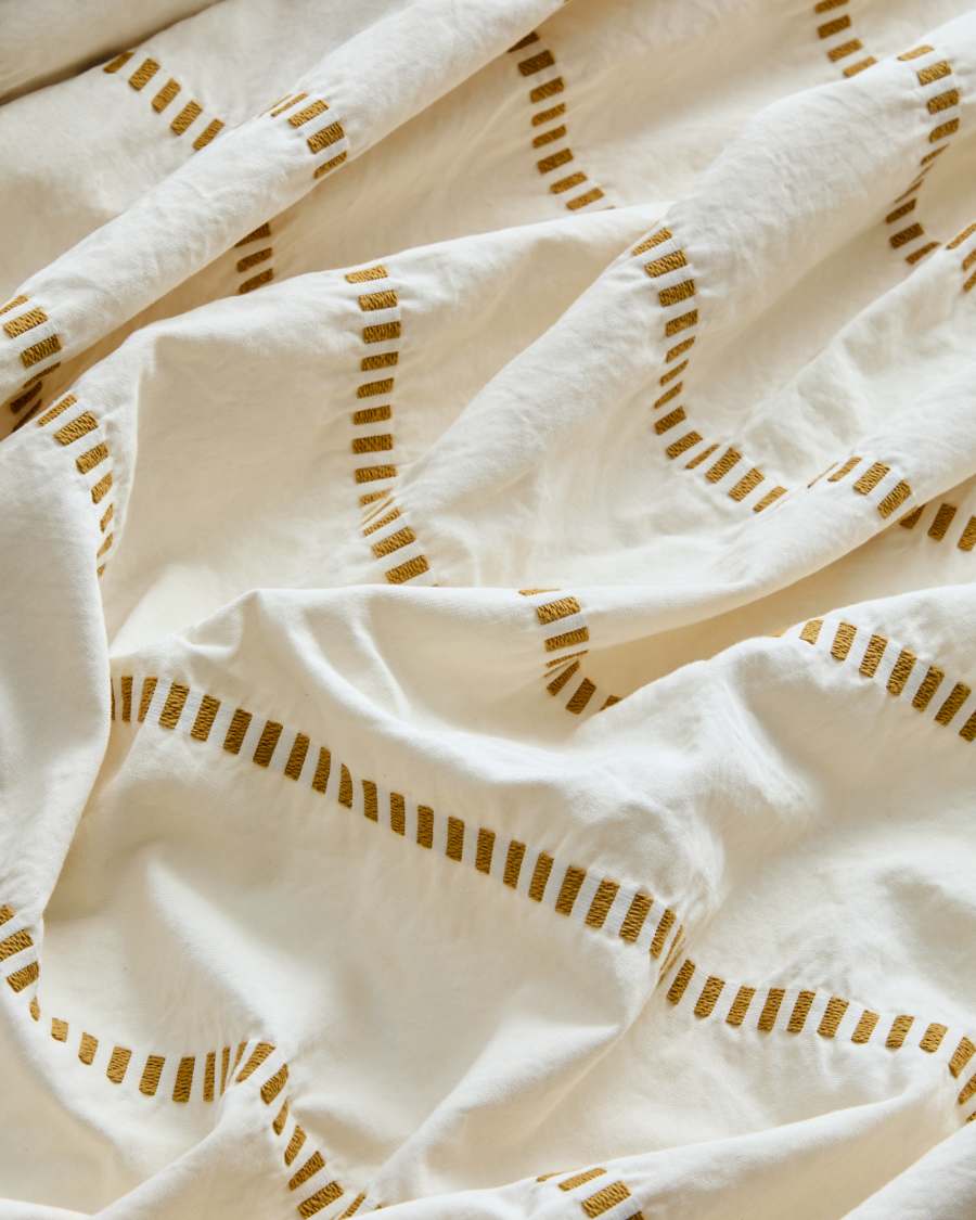 Lidala mustard striped 100% cotton jacquard bedspread for 150/160cm bed