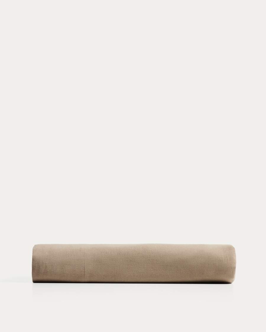 Simmel brown linen blend top sheet for 90 cm bed