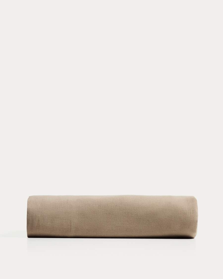 Simmel brown linen blend top sheet for 180 cm bed