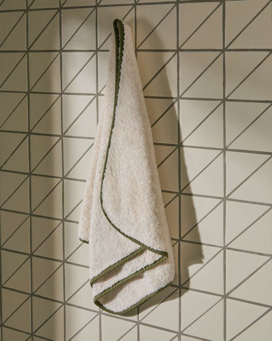 Sedora 100% cotton hand towel with green contrast detail 50 x 90cm