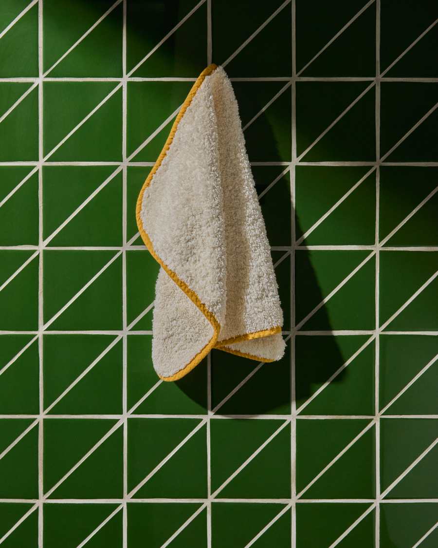 Sedora 100% cotton hand towel with yellow contrast detail 30 x 50cm