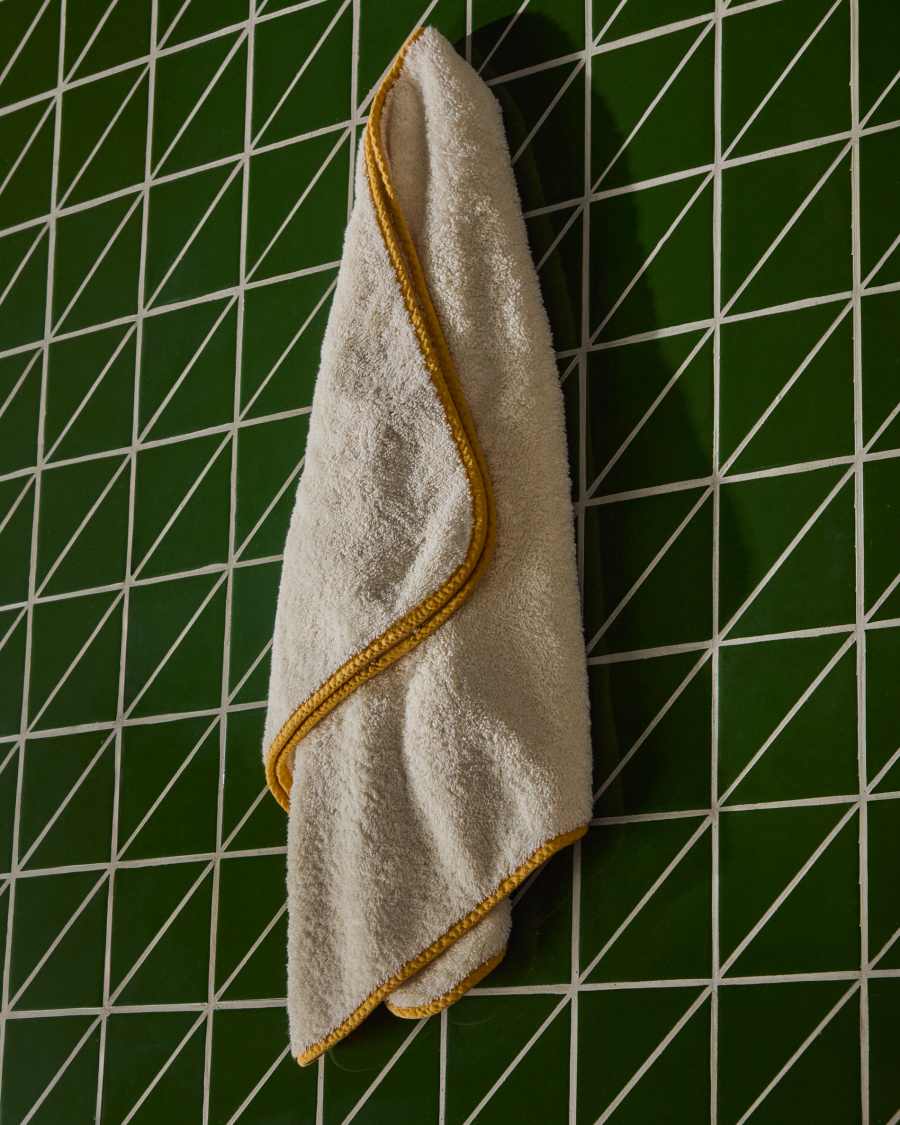 Sedora 100% cotton hand towel with yellow contrast detail 50 x 90cm