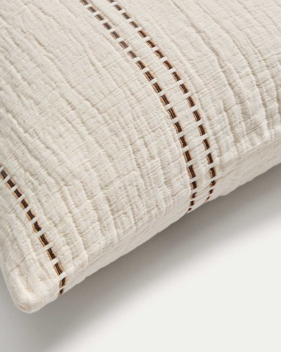 Siloda set of 2 beige striped double-gauze cotton cushion covers 50 x 50cm