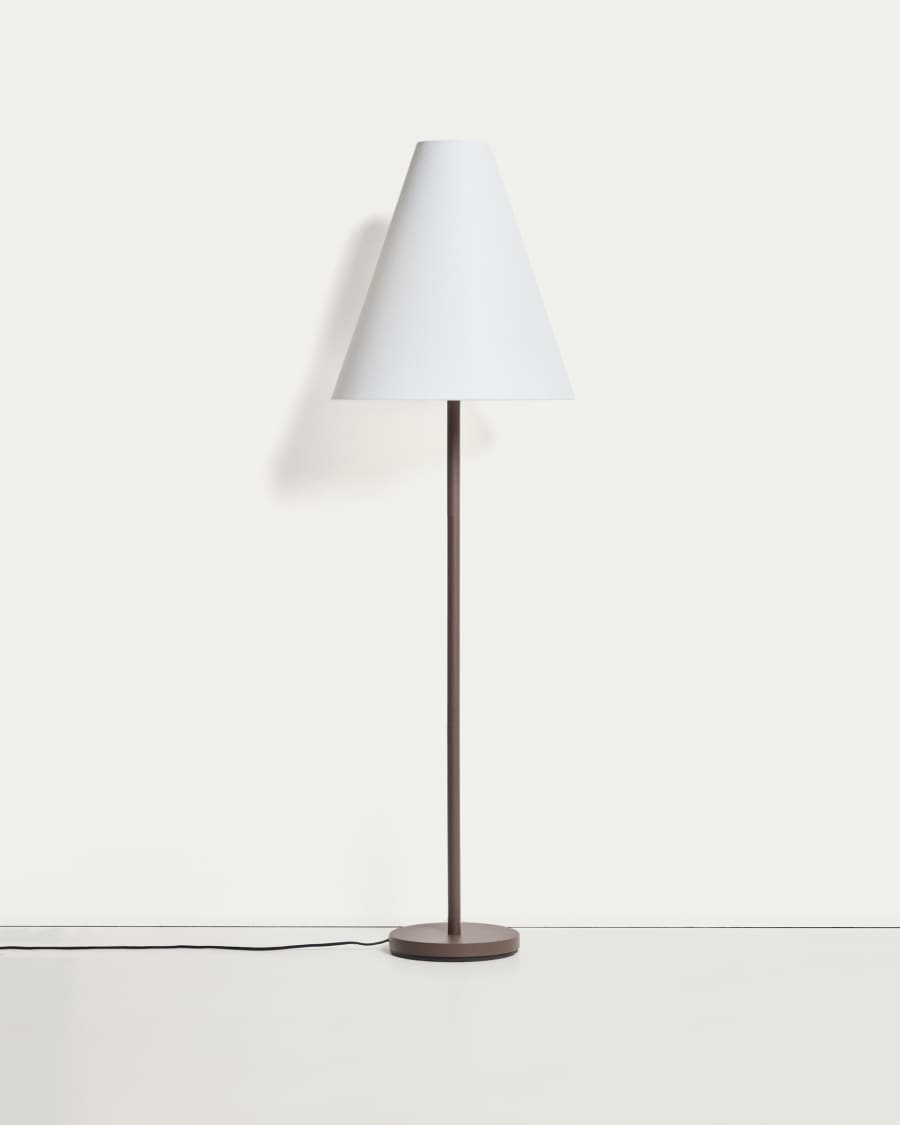 Navat metal floor lamp with brown distressed finish