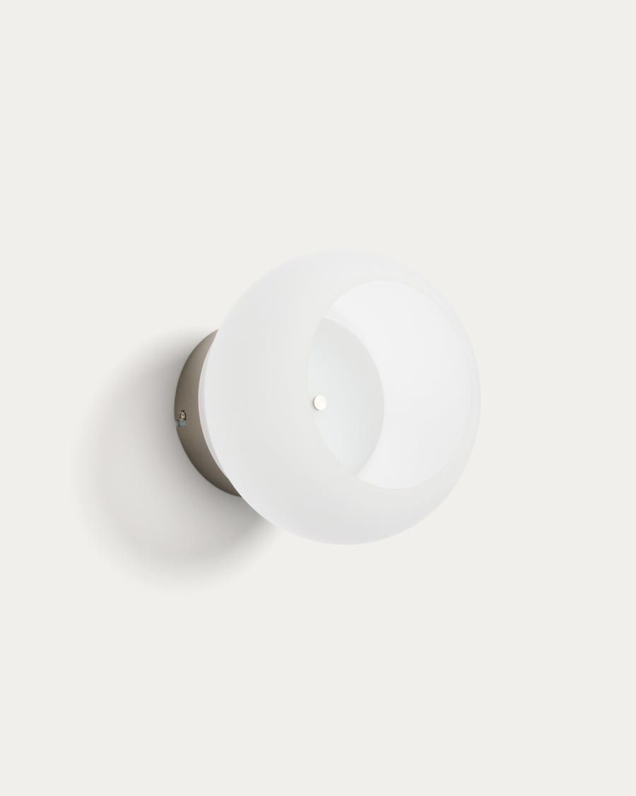 Leruna frosted glass and metal LED wall lamp with galvanised finish Ø 20 cm