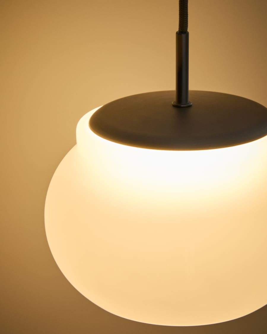 Leruna frosted glass and metal LED ceiling lamp with galvanised finish Ø 20 cm