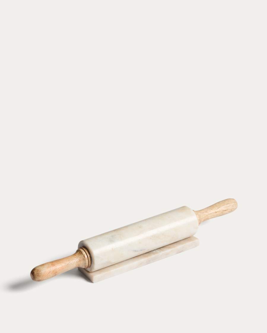 Nolvet beige marble and mango wood rolling pin