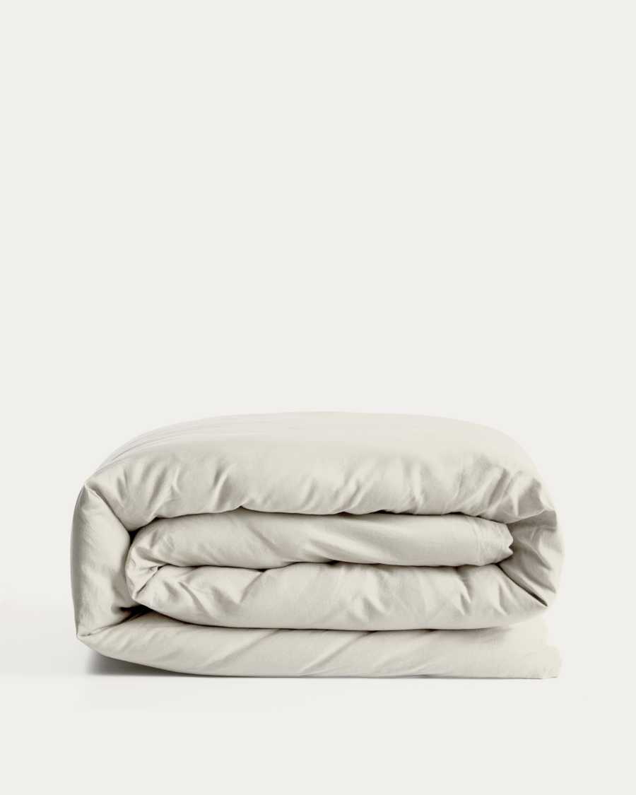 Sirale 100% cotton sateen duvet cover with washed white finish for 150/160cm bed