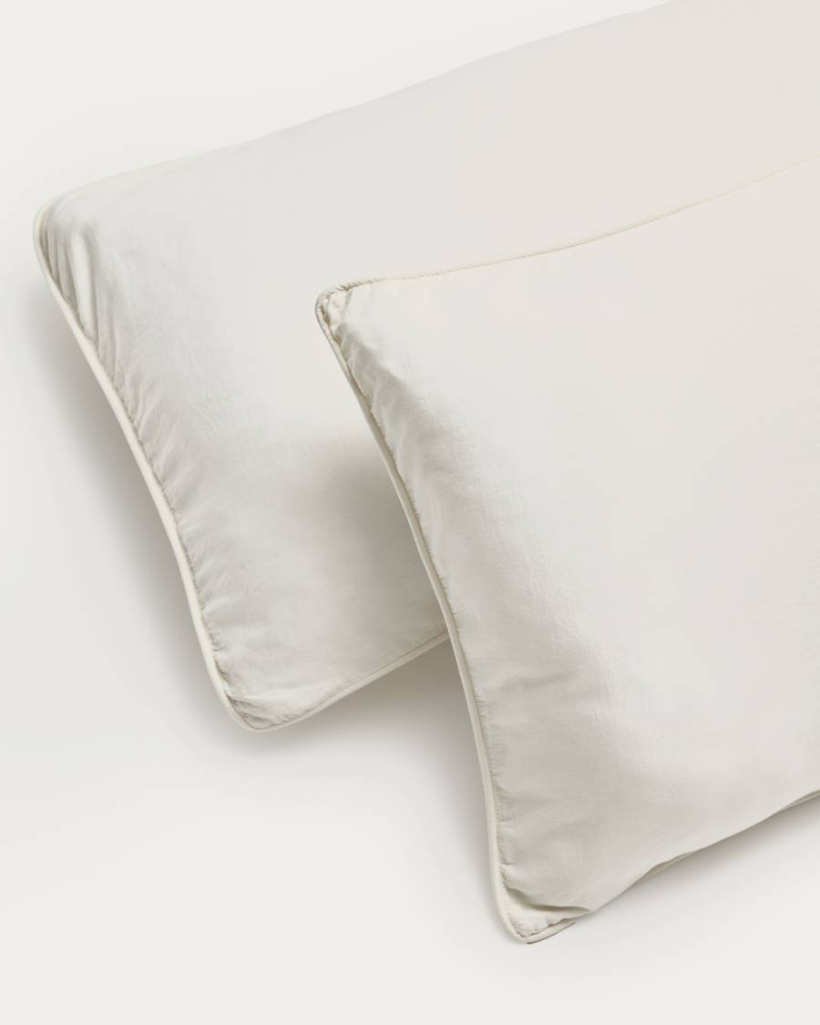 Sirale set of 2 100% cotton sateen pillowcases with washed white finish 50 x 80cm