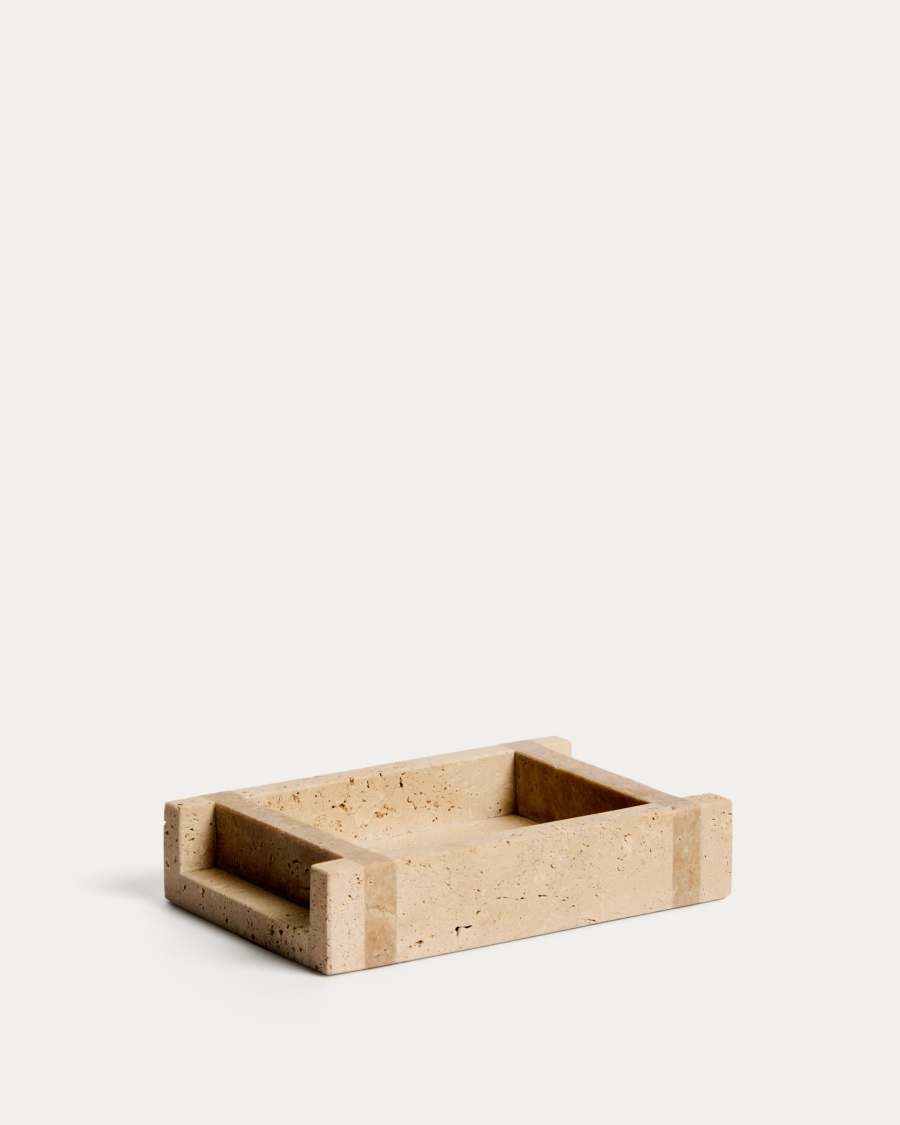 Zenen beige travertine marble soap dish