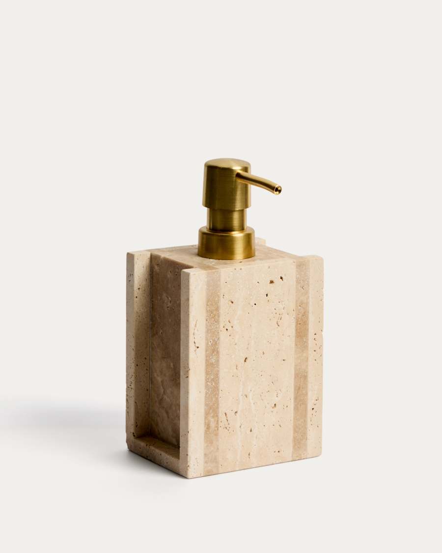 Zenen beige travertine marble soap dispenser