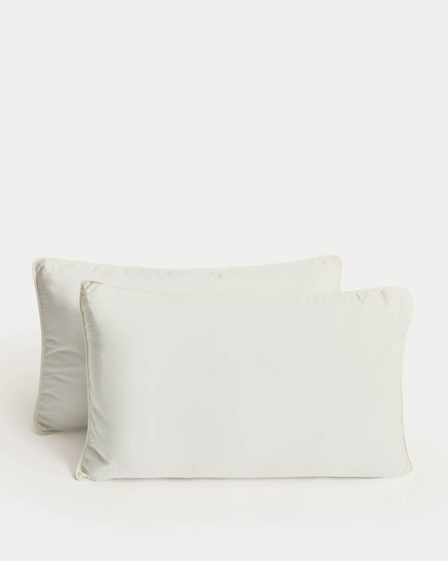 Sirale set of 2 100% cotton sateen pillowcases with washed white finish 50 x 80cm
