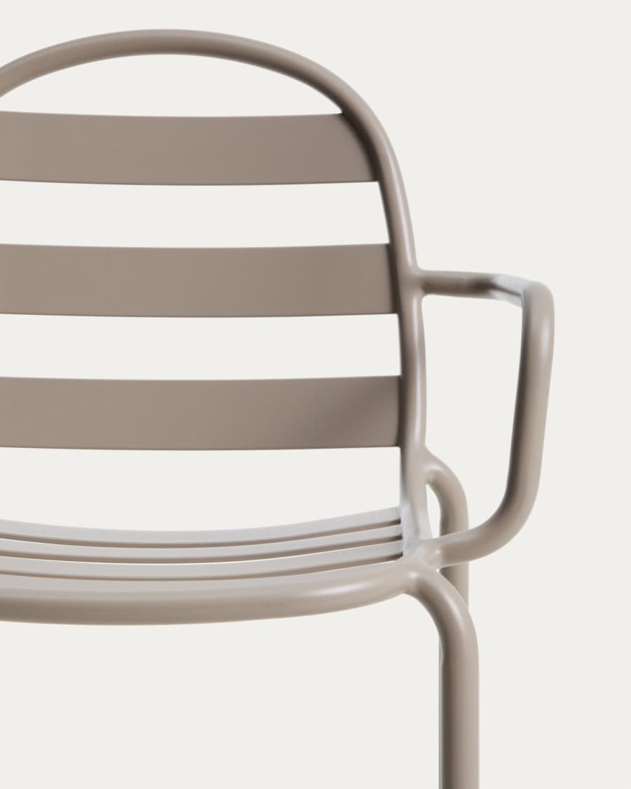 Joncols set with table and 4 chairs in taupe aluminium, 180 x 90cm