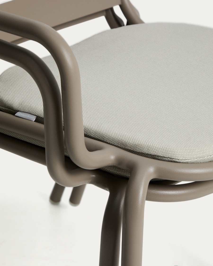 Joncols set with table and 4 chairs in taupe aluminium, 180 x 90cm