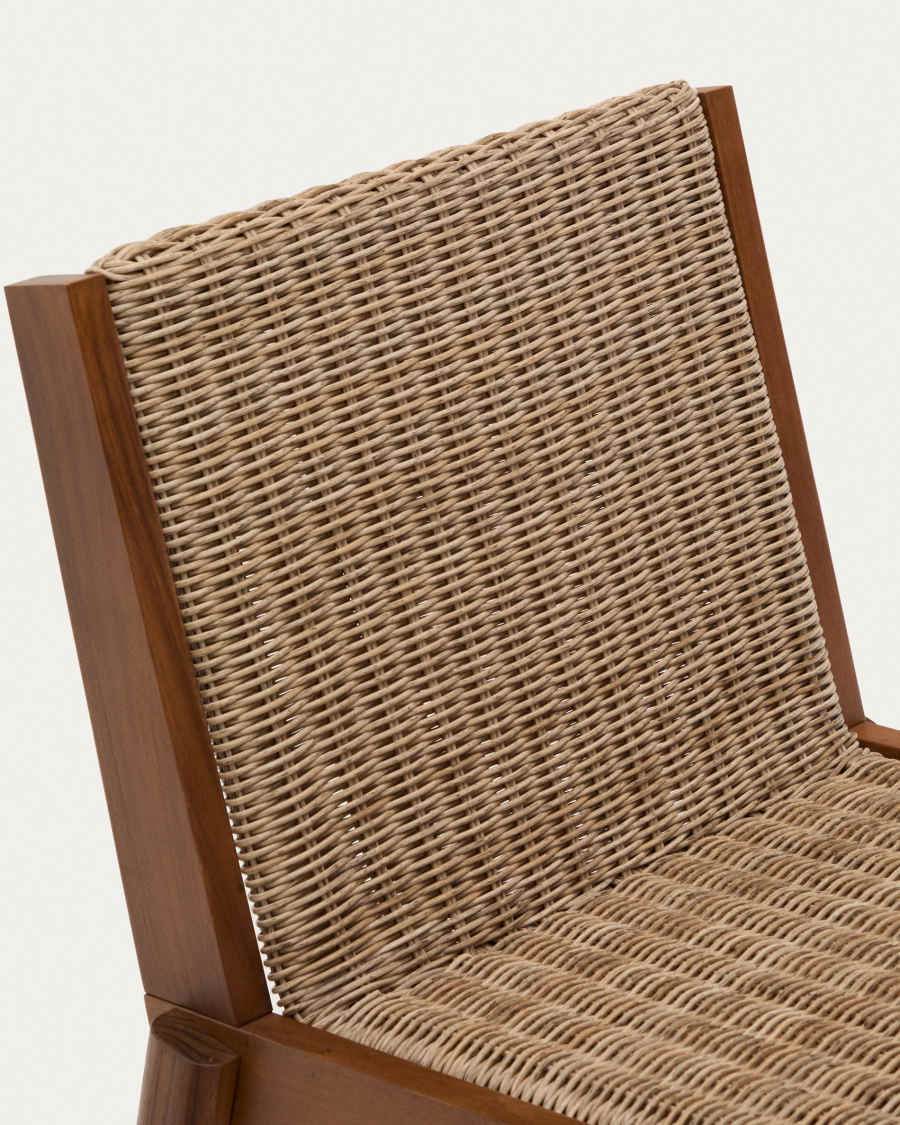 Itani table set in solid acacia wood with 4 chairs made from solid acacia wood and FSC 100% synthetic rattan, 200 x 100cm