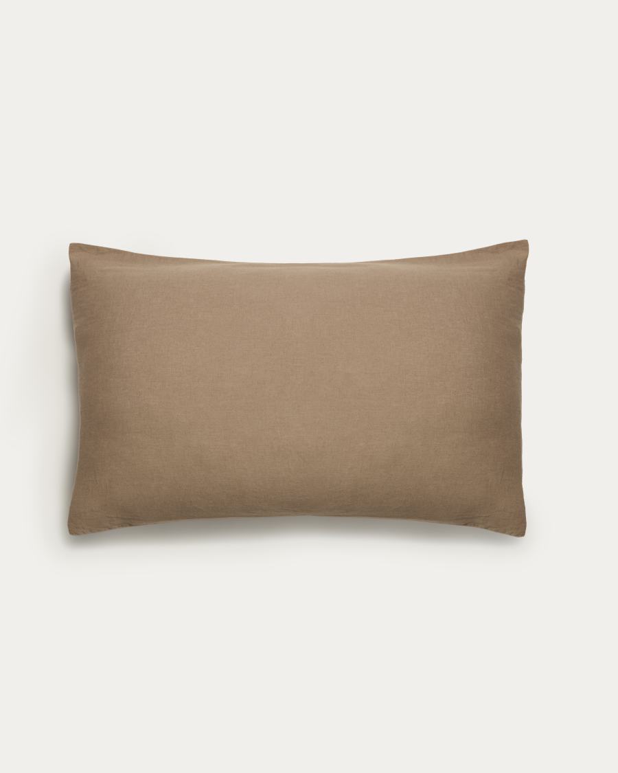 Simmel brown linen blend pillowcase 45 x 110cm
