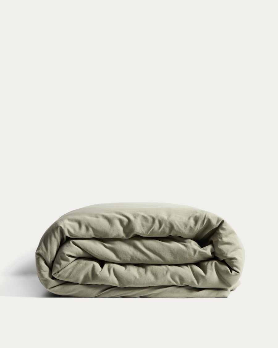 Sirale 100% cotton sateen duvet cover with washed green finish for 150/160cm bed