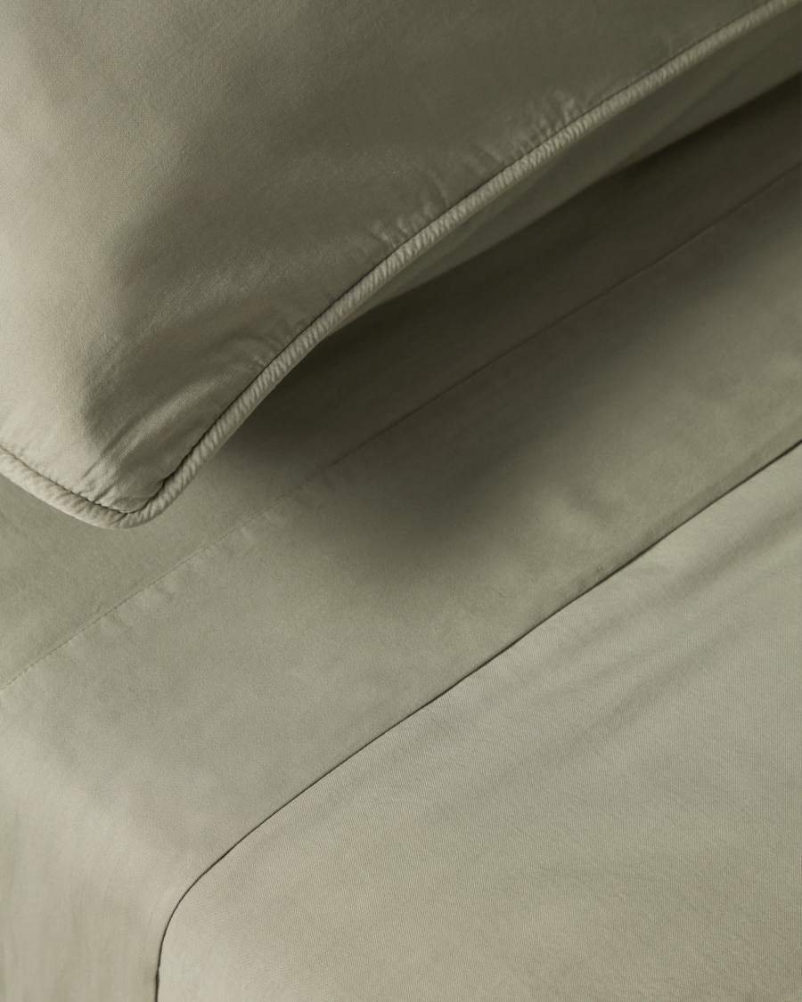 Sirale 100% cotton sateen pillowcase with washed green finish 45 x 110cm