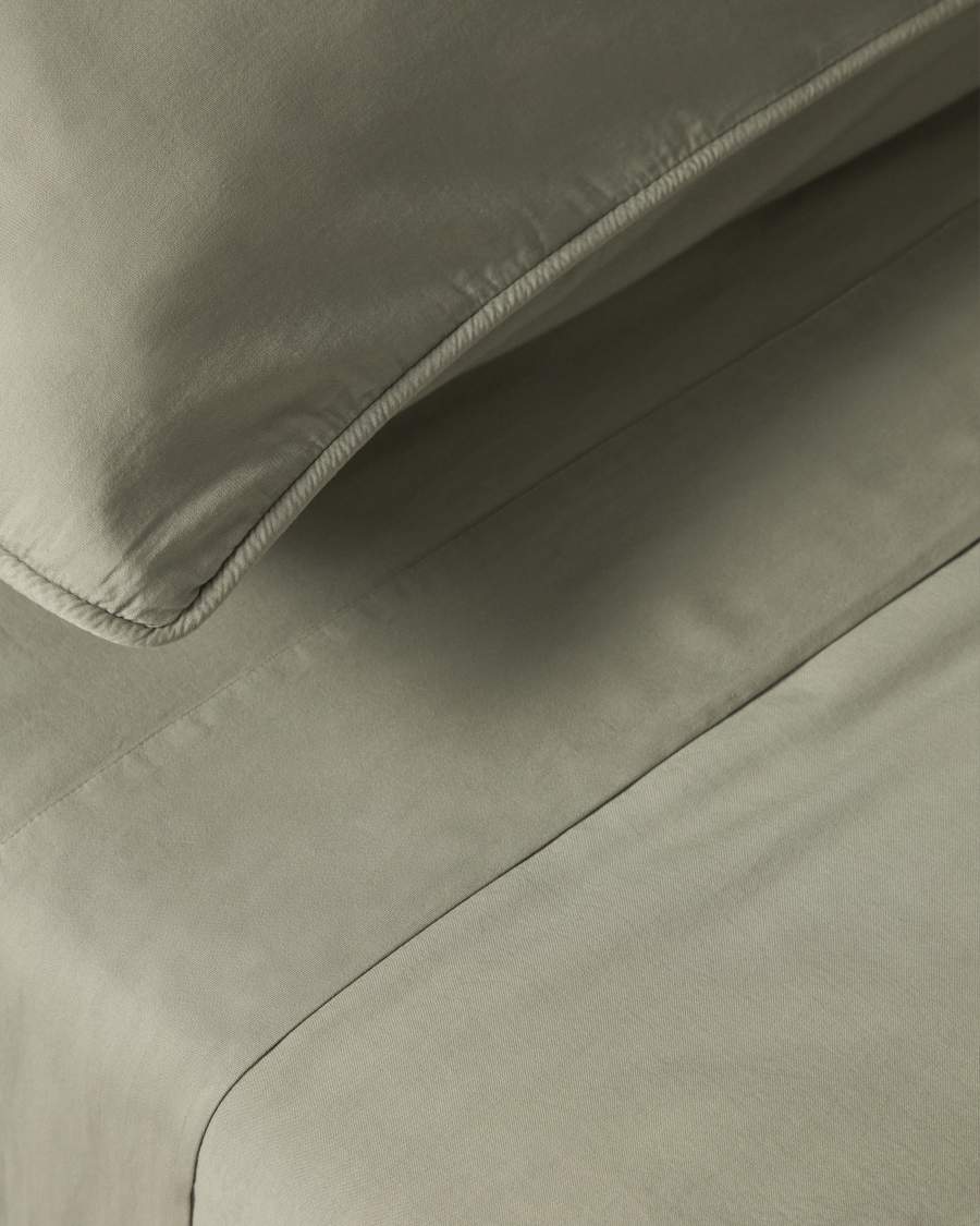 Sirale 100% cotton sateen top sheet with washed green finish for 180cm bed