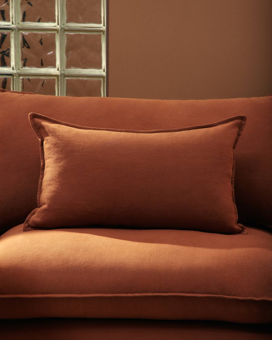 Anarela 100% terracotta linen 5-seater modular sofa with removable cover 330cm FSC Mix Credit