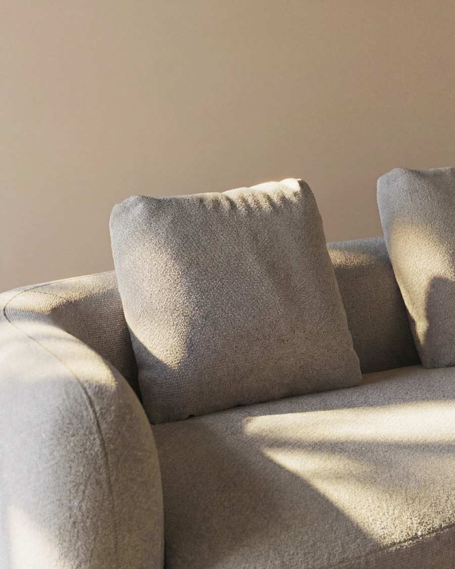 Martina fire-retardant stone-coloured chenille cushion 60 x 52 cm