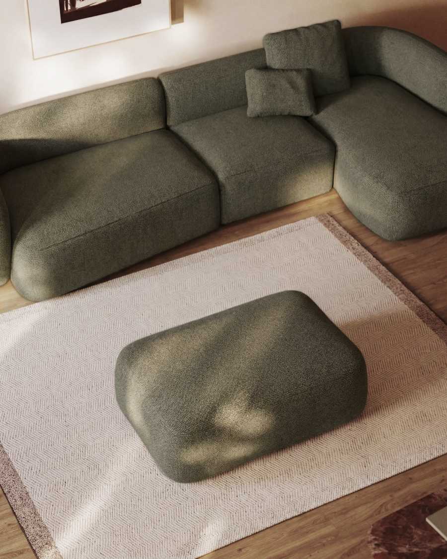 Martina fire-retardant green chenille footrest 123 x 85 cm