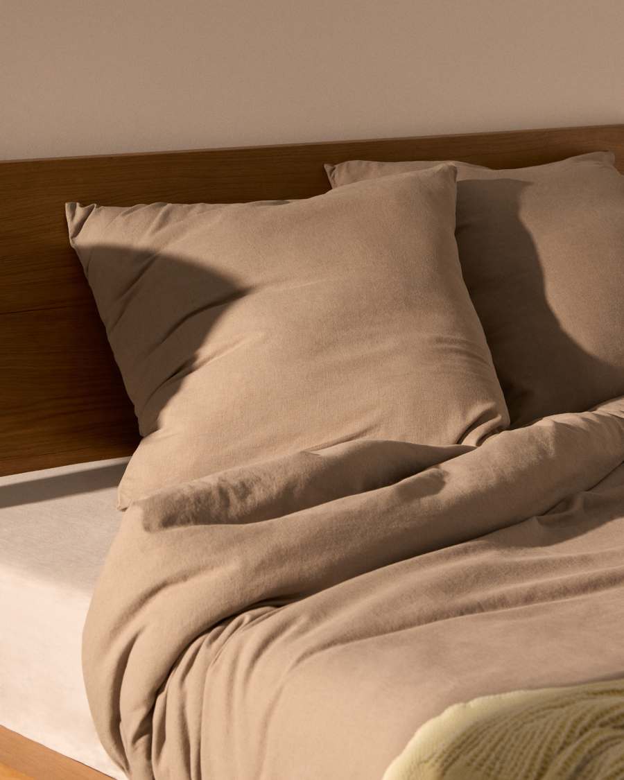 Simmel set of 2 brown linen blend pillowcases 65 x 65 cm