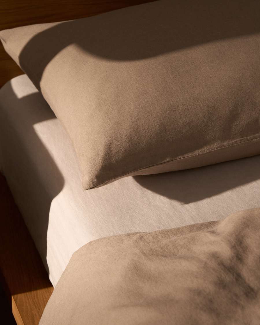 Simmel brown linen blend duvet cover for 180 cm bed