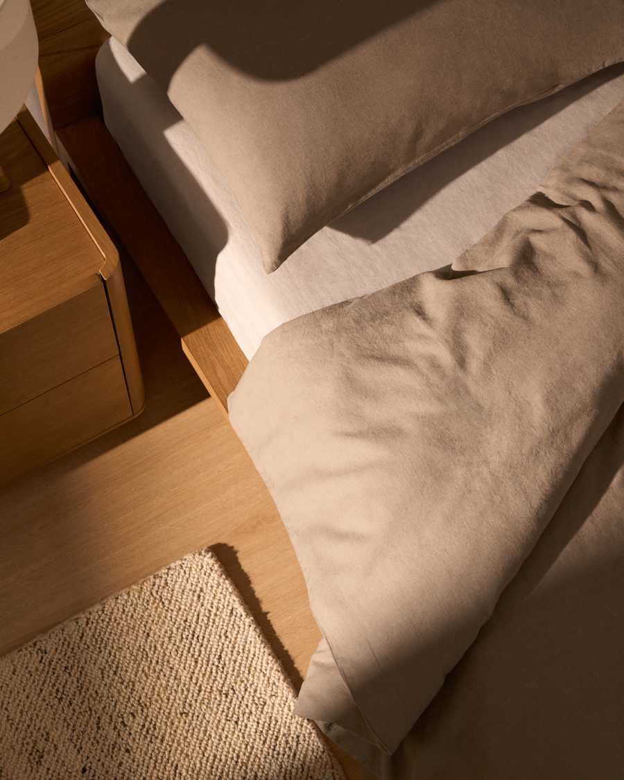 Simmel brown linen blend duvet cover for 90 cm bed