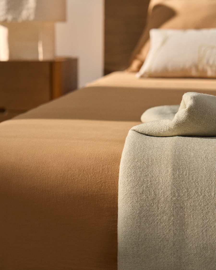 Sirale 100% cotton sateen top sheet with washed finish in copper for 90 cm bed