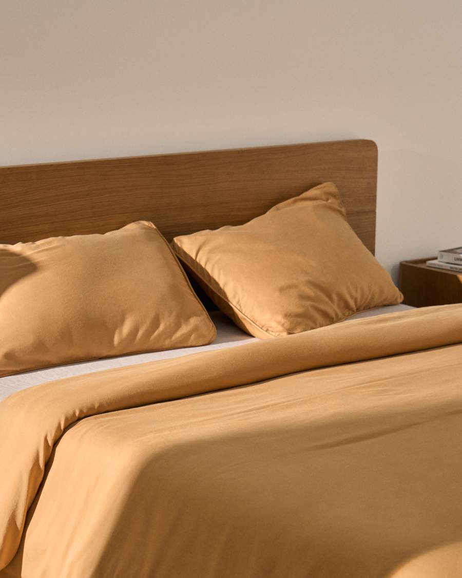 Sirale 100% cotton sateen duvet cover with washed finish in copper for 180 cm bed