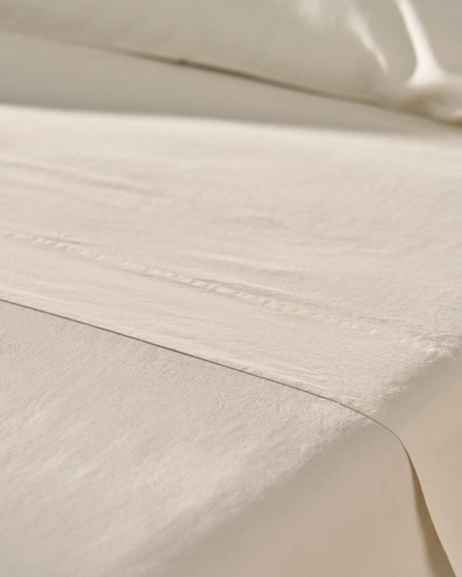 Sirale 100% cotton sateen top sheet with washed white finish for 90cm bed