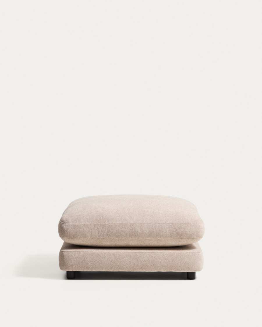 Gala footrest in beige micro bouclé FSC Mix Credit 90 x 90cm