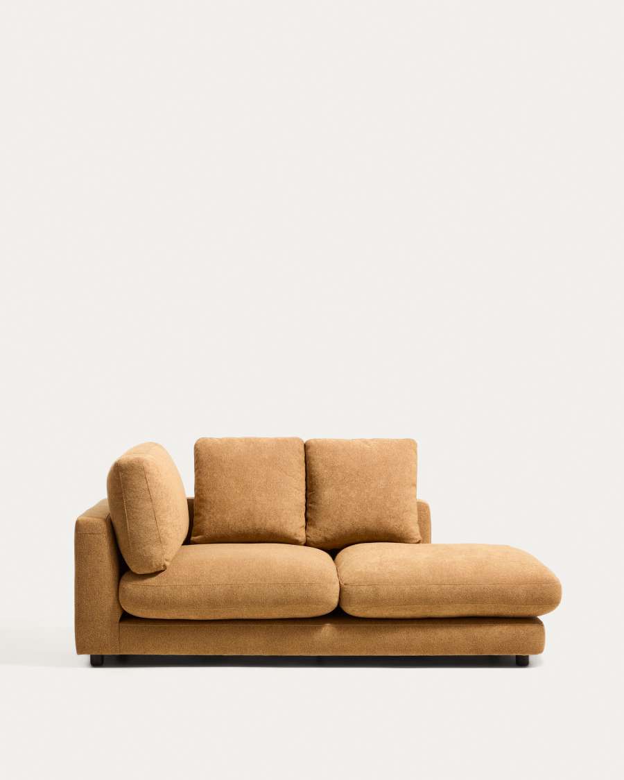 Gala chaise longue module right side in mustard micro bouclé