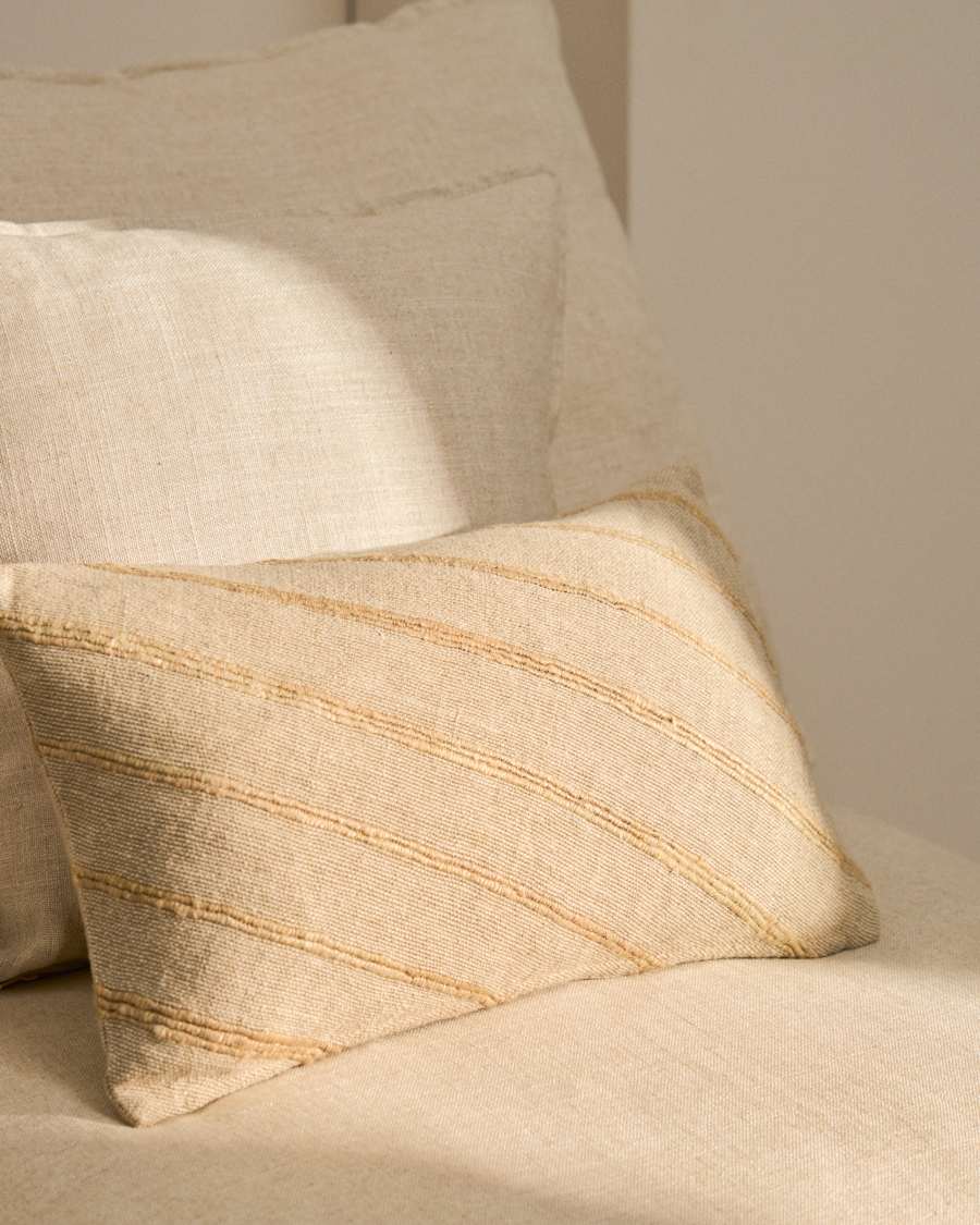 Riena beige cotton and viscose cushion cover 30 x 50cm