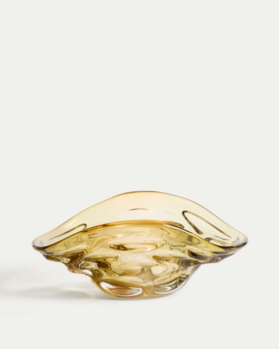 Sidula centrepiece in light amber glass 26 x 38 cm