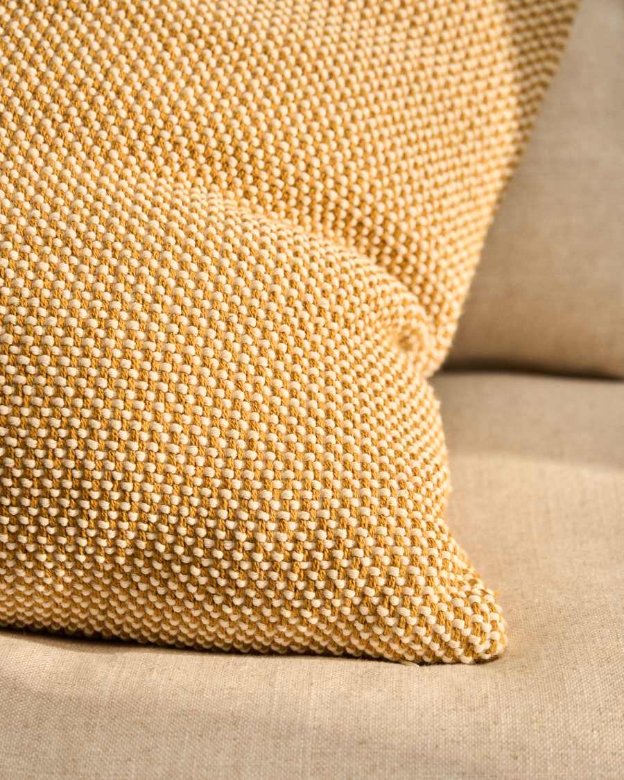 Narida mustard 100% cotton jacquard cushion cover 50 x 50cm