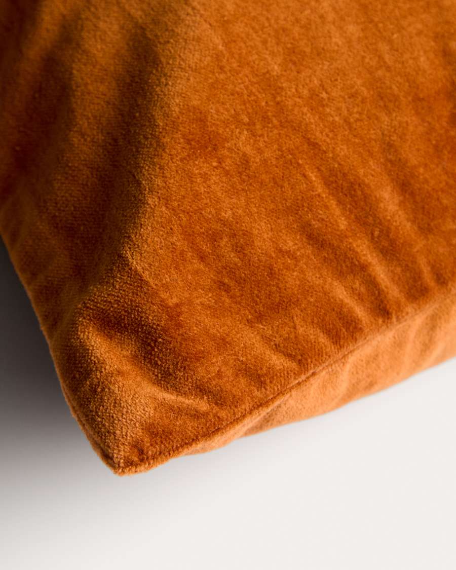 Tavre orange velvet cushion cover with embroidered detailing 30 x 50 cm