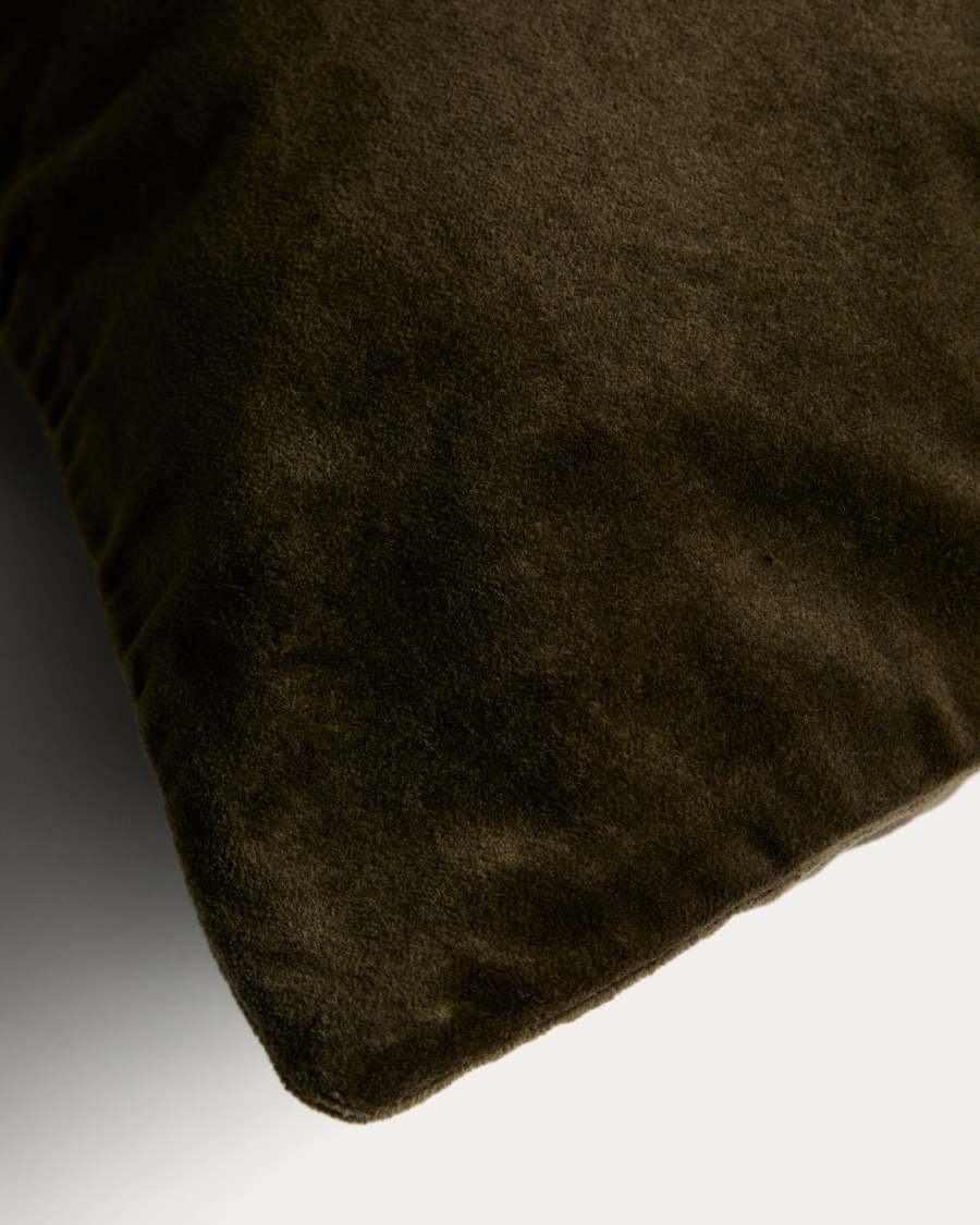 Tavre green velvet cushion cover with embroidered detailing 30 x 50 cm