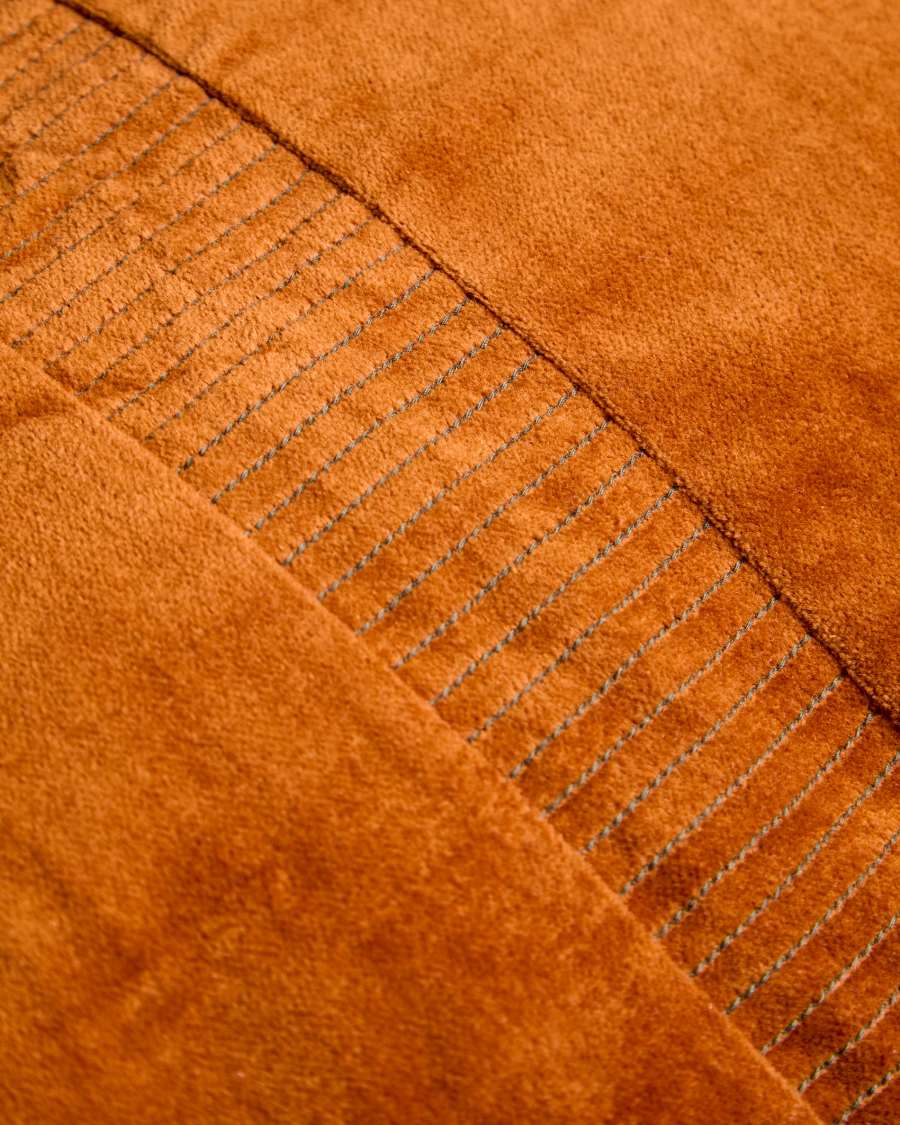 Tavre orange velvet cushion cover with embroidered detailing 30 x 50 cm