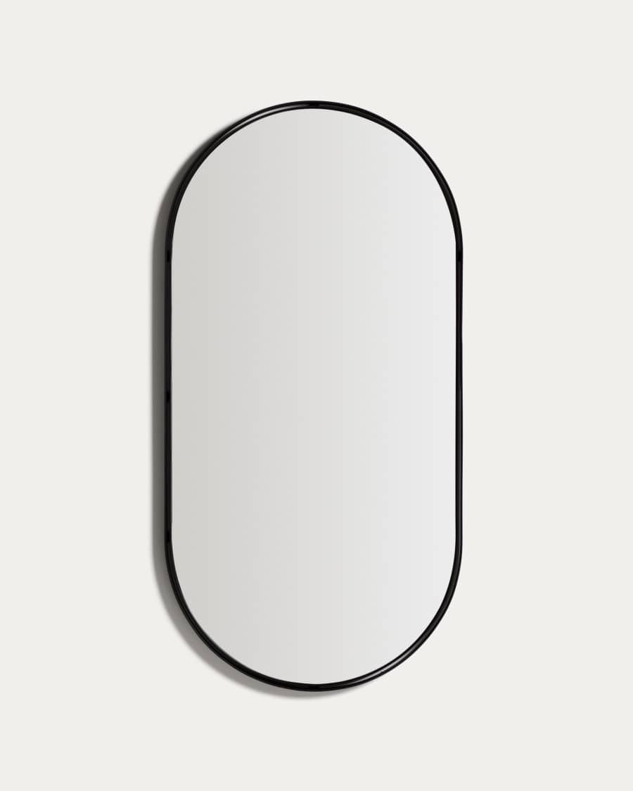 Noral oval black metal mirror Ø60.5 x 120cm