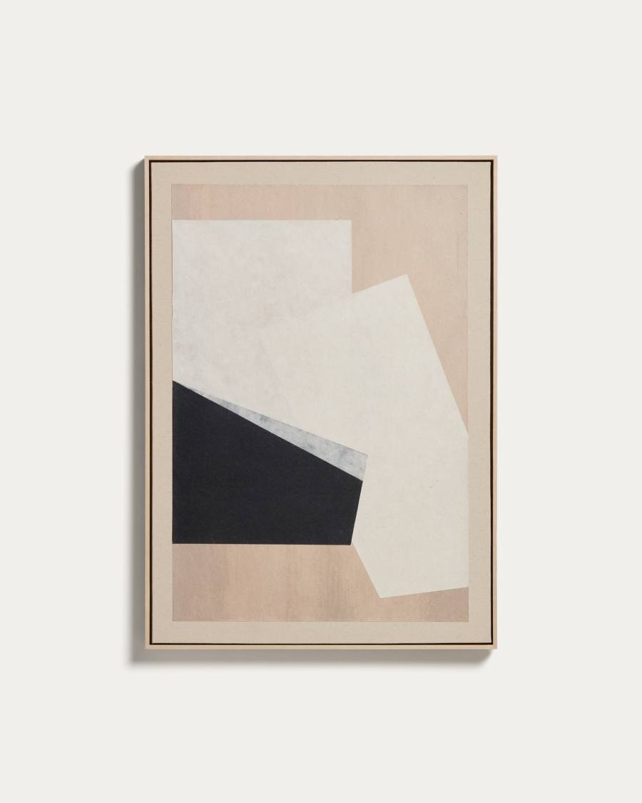 Varo abstract picture in beige linen and paper 50 x 70cm