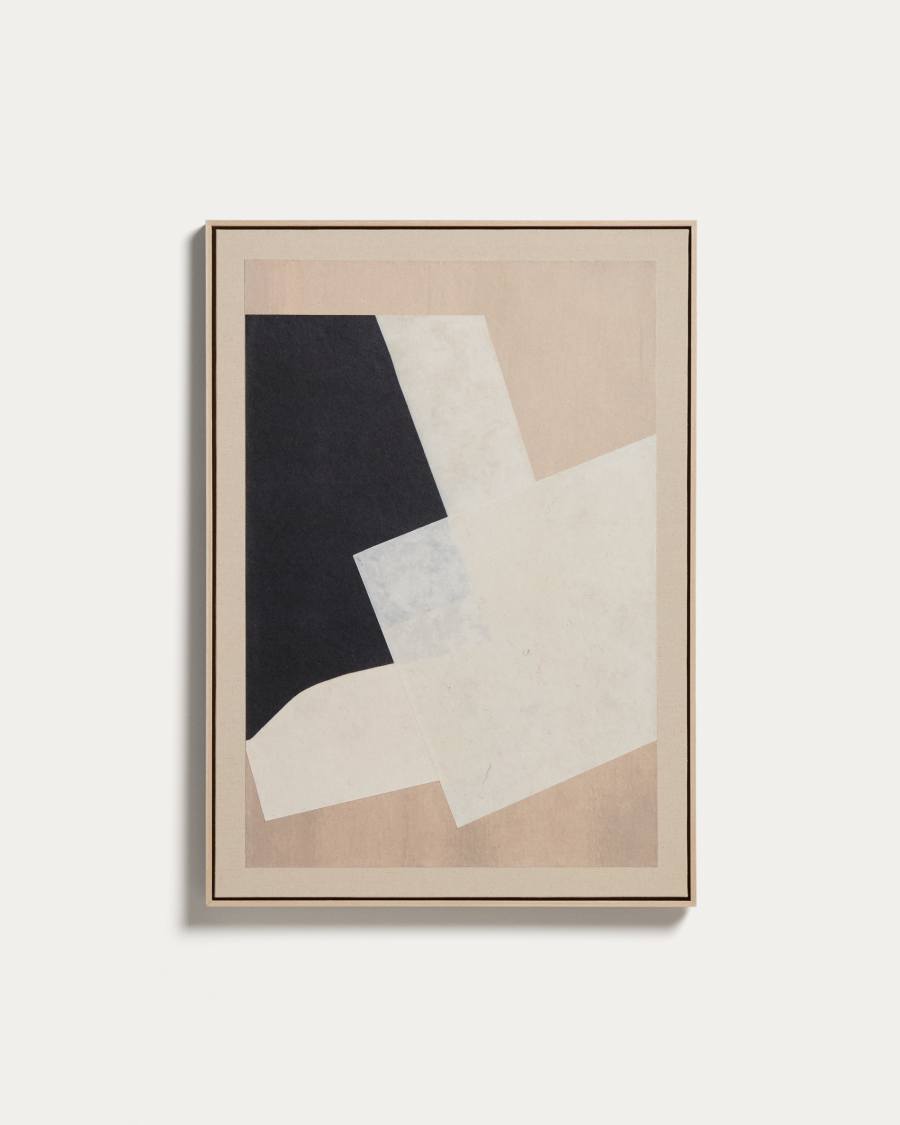 Varo abstract picture in beige linen and paper 50 x 70cm