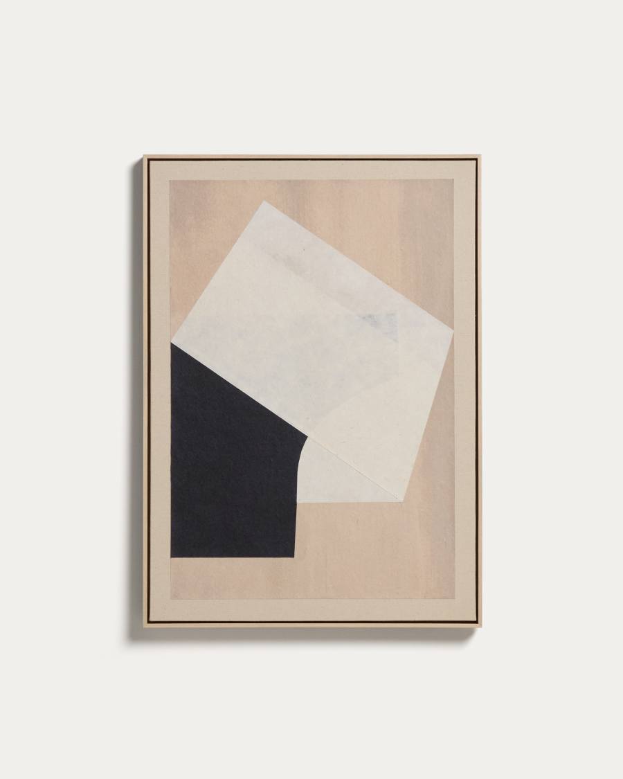 Varo abstract picture in beige linen and paper 50 x 70cm