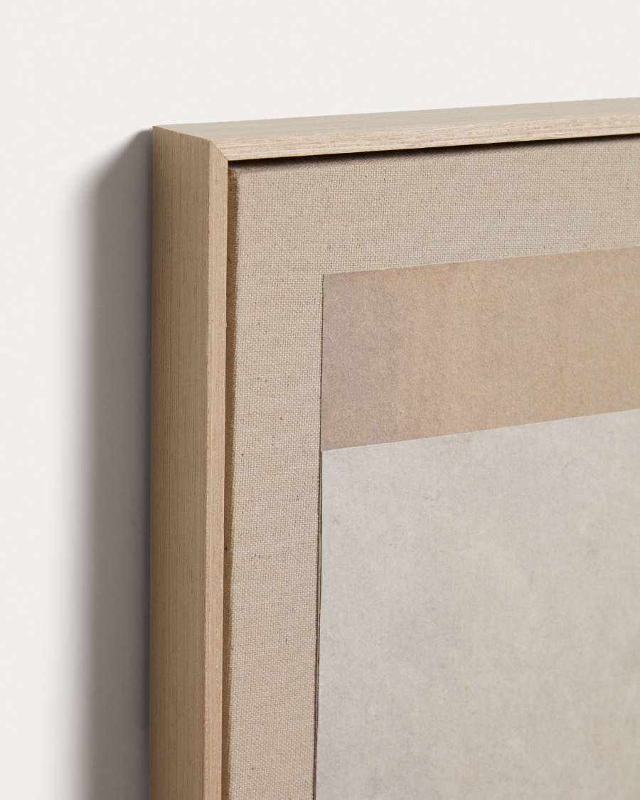 Varo abstract picture in beige linen and paper 50 x 70cm