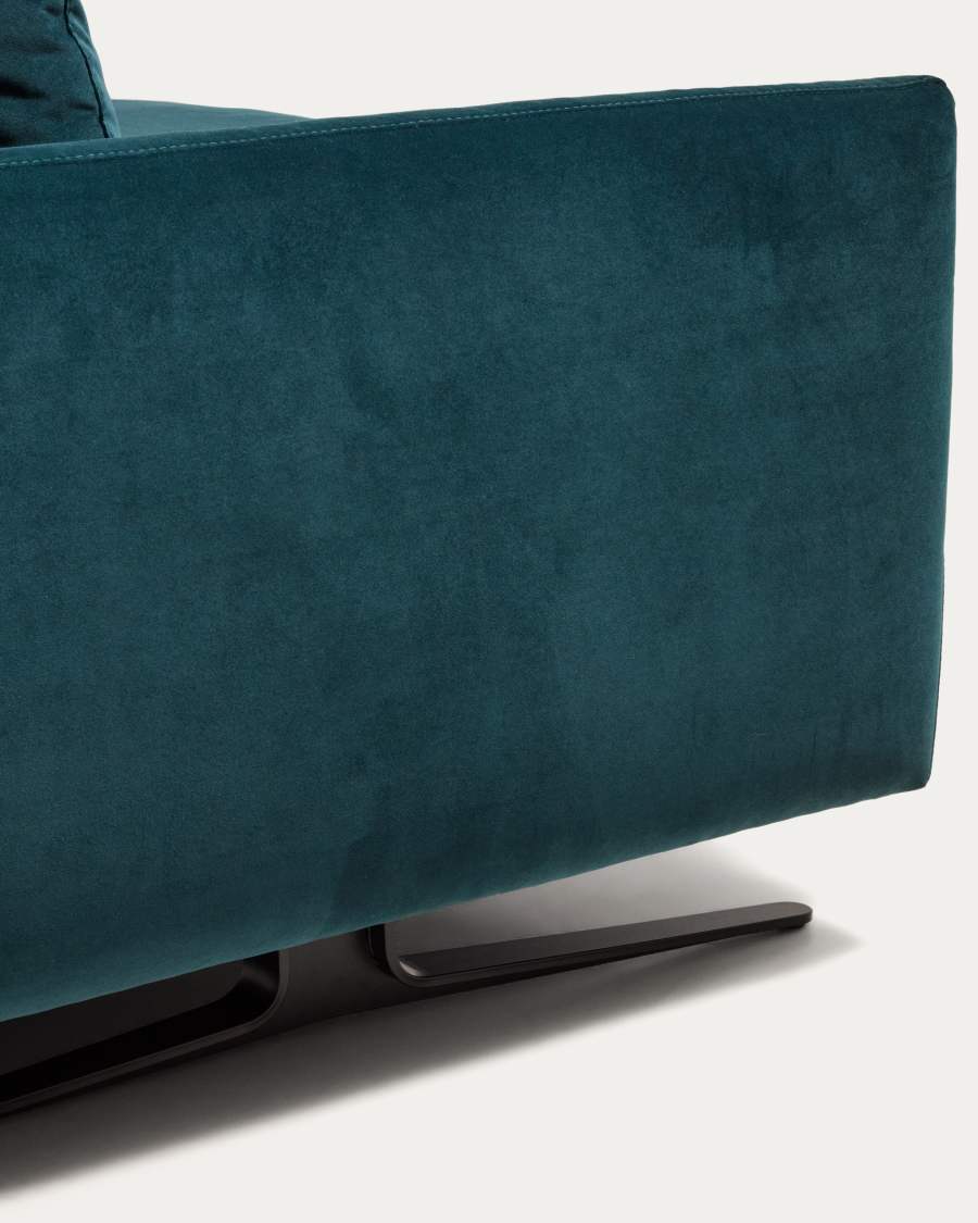 How Was Fire First Invented Veliro fire-retardant 4-seater sofa in deep turquoise velvet with steel ...