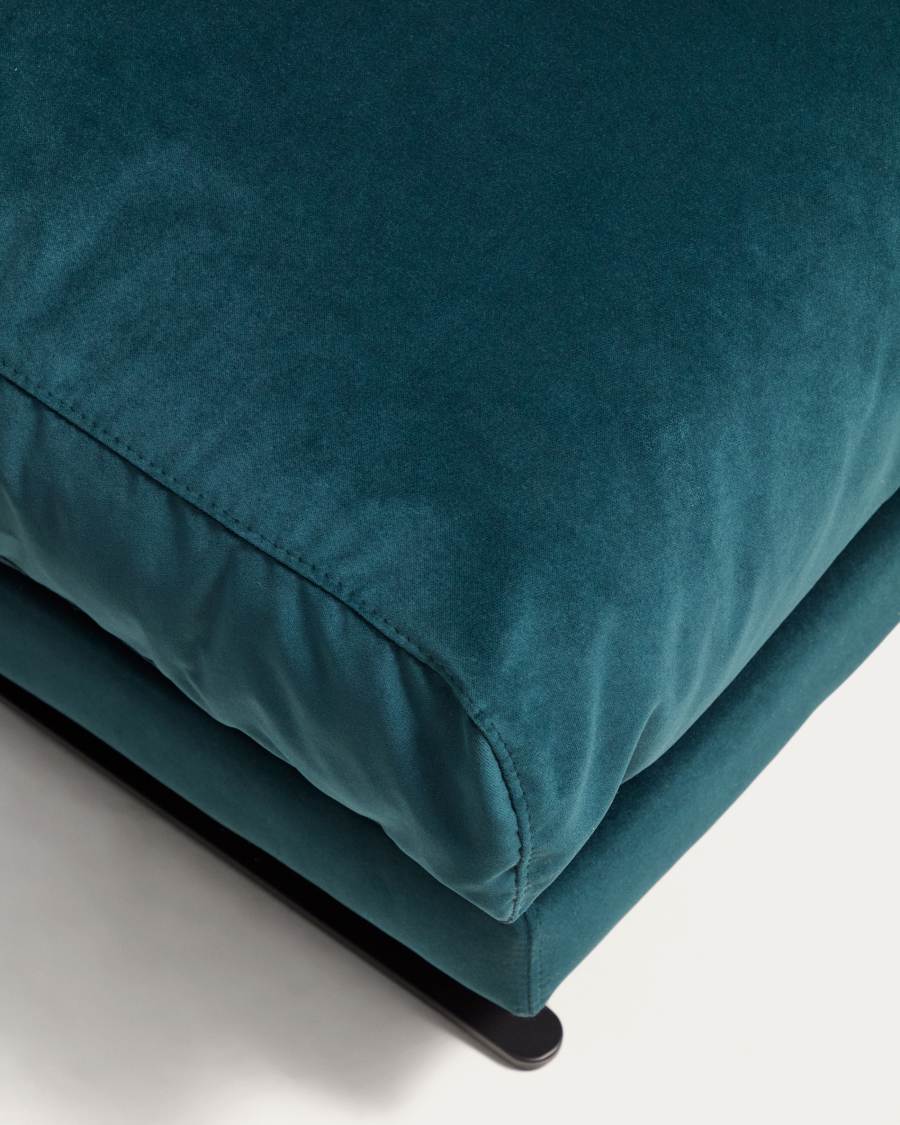 Veliro fire-retardant footrest in deep turquoise velvet with steel legs with black finish 85 x 90cm FSC Mix Credit