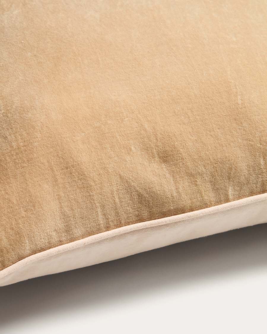 Ovelin beige and ecru velvet cushion cover 45 x 45 cm